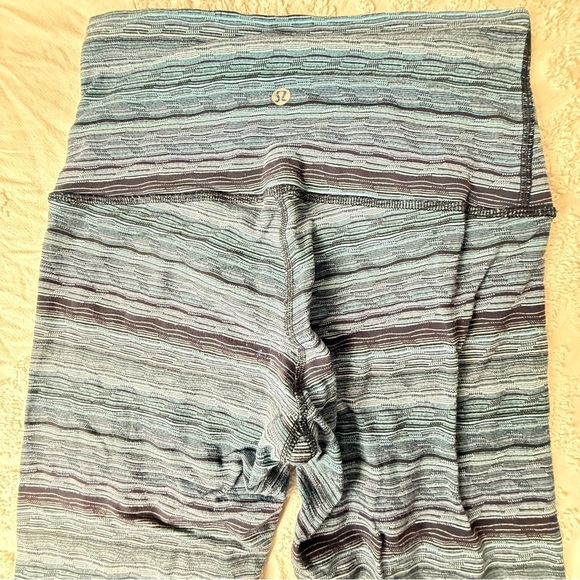 Lululemon Wunder Under Sz 6 Cropped Leggings Heathered Blue Crops - Picture 6 of 8